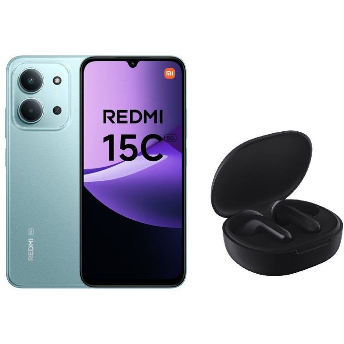 Xiaomi Redmi 15C 5G RAM 4Go Stockage 256Go Vert Menthe Version Française + Écouteurs Sans Fil Xiaomi Redmi Buds 4 Lite Noir