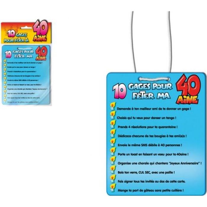 Carte 10 Gages Anniversaire 40 Ans Cdiscount Jeux Jouets