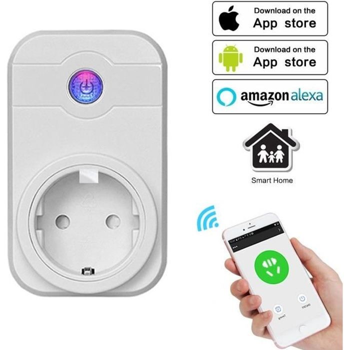 Prise Connectée Extérieure WiFi IP44 - Surveillance De Consommation - Compatible Alexa & Google