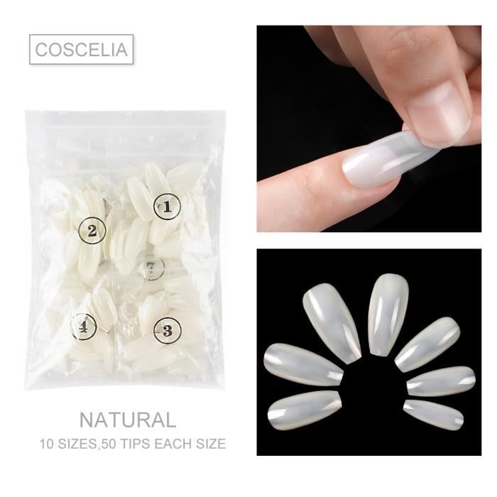 500 Pièces Faux Ongles Naturel Ongles Artificiels en Acrylique Pleine