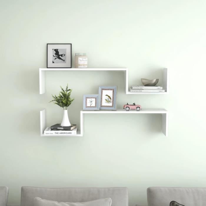 étagères murales - dioche - blanc brillant - 100x15x20 cm - contemporain - petit meuble complément