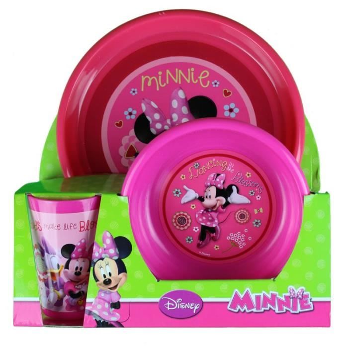 Couverts Enfants Disney Minnie Mouse Set De Vaisselle Enfant Minnie Mouse - Assiette, Bol, Gobelet 260 Ml - Antidérapant, Sans BPA Jouet Repas Ludique Enfant 10 Mois