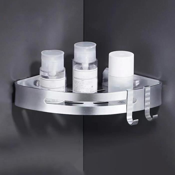 duokon étagère de rangement pour salle de bain sans poinçon étagère de rangement d'angle de luminaire salle argent triangulaire