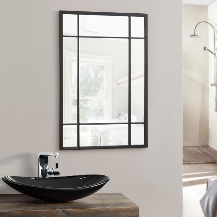 Miroir mural Colobraro rectangulaire 90 x 60 cm noir mat