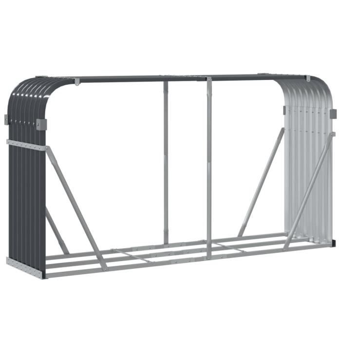 Portaceppi In Acciaio Zincato Antracite, 180x45x100 Cm – Robusto, Resistente Alle Intemperie, Perfetto Per Camino E Stufa A Legna