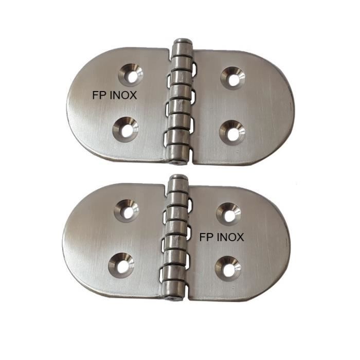 2 Charnières Inox 103x38mm - épaisseur 1.2mm - FP INOX - Neuf