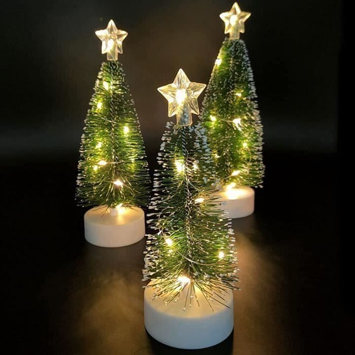 FUNNING Lot de 3 Mini Sapin de Noël Mini sapins de Noël enneigés