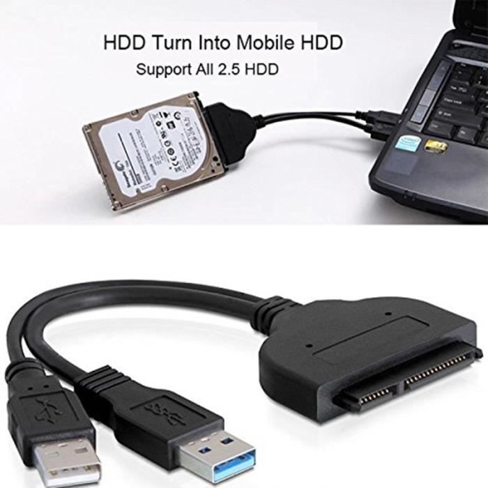 Adaptateur USB 3.0 vers SATA, Câble USB 3.0 vers SATA pour disque dur 2.5  SSD,HDD - Cdiscount Informatique