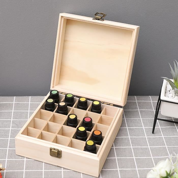 Boîte de rangement pour huiles essentielles en bois massif Cdiscount