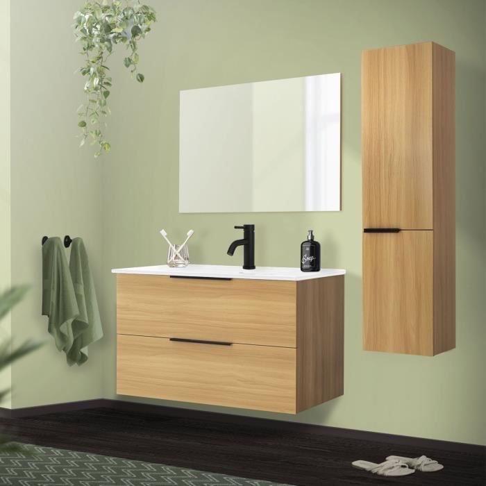 ml-design ensemble de meubles  salle de bains 4 pièces, miroir, armoire basse, lavabo, armoire haute, meubles de salle de bains