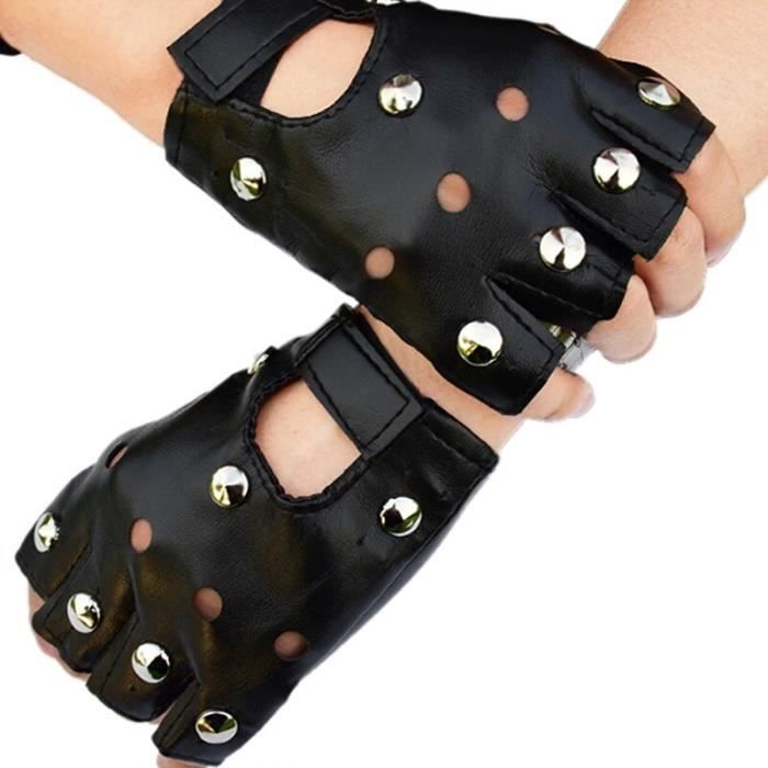 Gants de conduite sans doigts, cuir napa italien, couleur noire