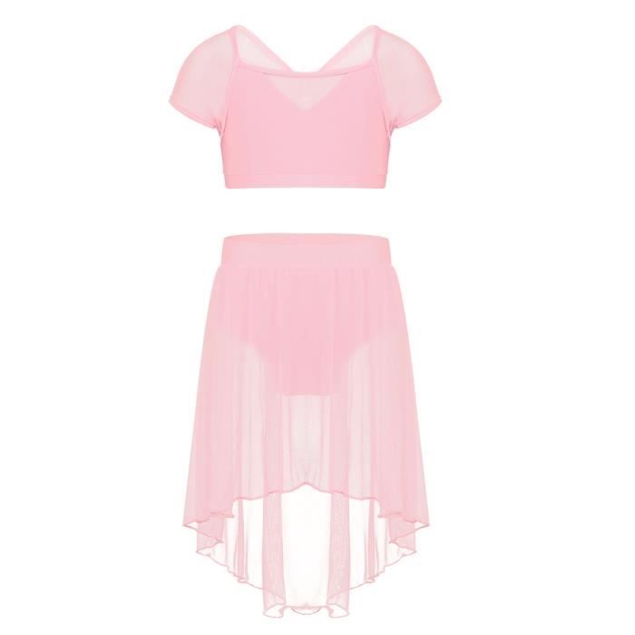 Robe Danse Latine Fille Haut Jupe Danse Tenue Gymnastique Justaucorps Enfant Fille 4 14 Ans Rose Cdiscount Sport