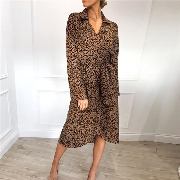 robe longue imprime leopard