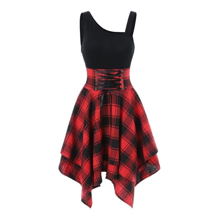 Robe à carreaux rouge deals