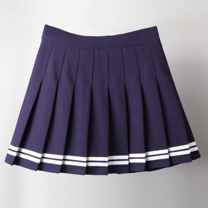 Jupe Kawaii Harajuku Taille Haute A LINE Raye Blanc Blanc Cdiscount Pret a Porter