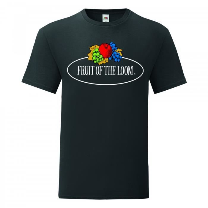T-shirt manches courtes col rond grand logo Fruit Of The Loom Leo - Noir