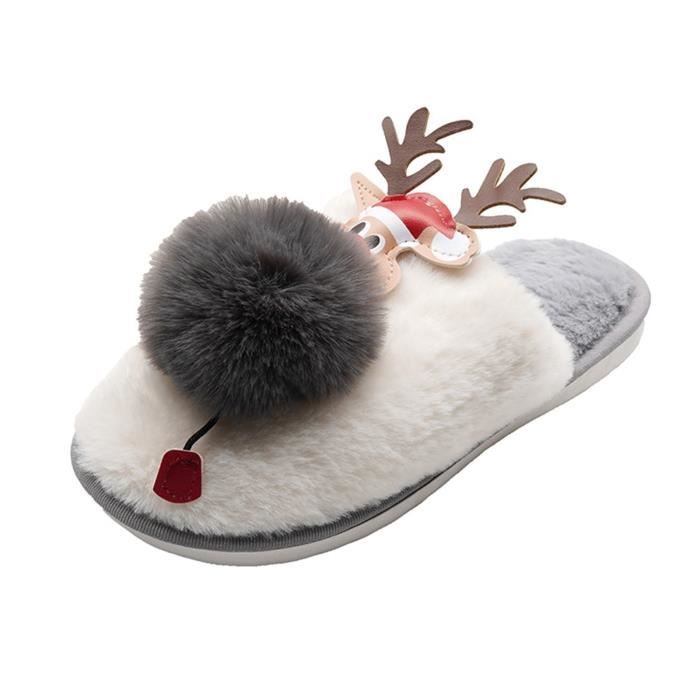 Chaussons de Noël en peluche pour femmes - Black[A3208] - Marque -  Respirants et faciles à enfiler Blanc - Cdiscount Chaussures