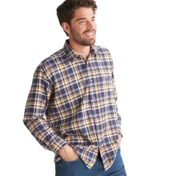 Chemise Homme Orvis XL Flanelle épaisse Bleu Carreaux Manches Longues