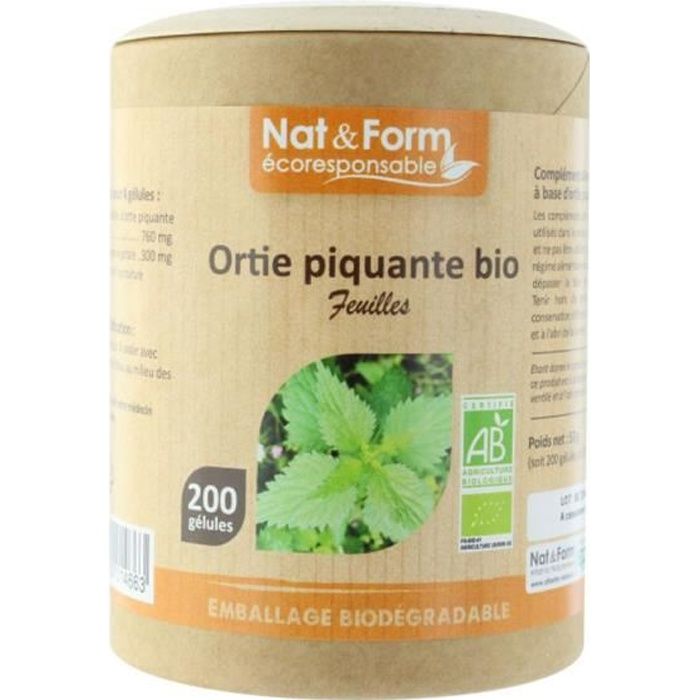 Nat & Form Eco Responsable Ortie Piquante Feuille Bio 200 gélules