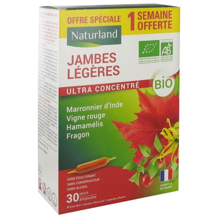 Meilleurs prix pour 30 Ampoules bio jambes légères Naturland - 1 semaine offerte
