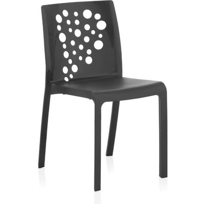 Lot de 6 chaises de jardin empilables en résine coloris anthracite - Longueur 48 x Profondeur 54 x Hauteur 81 cm Lot de 6 chaises de jardin empilables en résine coloris anthracite - Longueur 48 x Profondeur 54 x Hauteur 81 cm