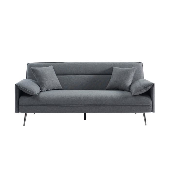 canapé 3 places convertible - price factory - collection silas - gris - style scandinave moderne