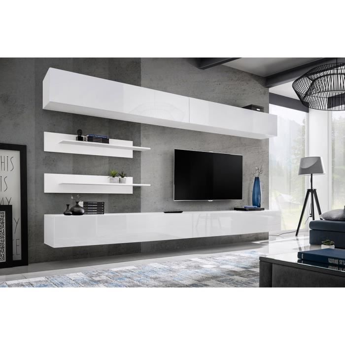 Ensemble de meubles suspendus - PRICE FACTORY - FLY i1 - Blanc brillant - Mat - 4 portes Ensemble de meubles suspendus - PRICE FACTORY - FLY i1 - Blanc brillant - Mat - 4 portes