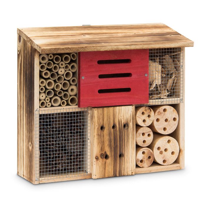 Meilleurs prix pour Hôtel à insectes - Relaxdays - 10020084469 - Bois naturel brûlé - 29 x 33 x 13,5 cm - Extérieur