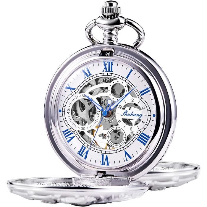 Montre De Poche REGLIA Avec Chaîne - Mécanique Manuelle - Cadran Blanc - Parfait état
