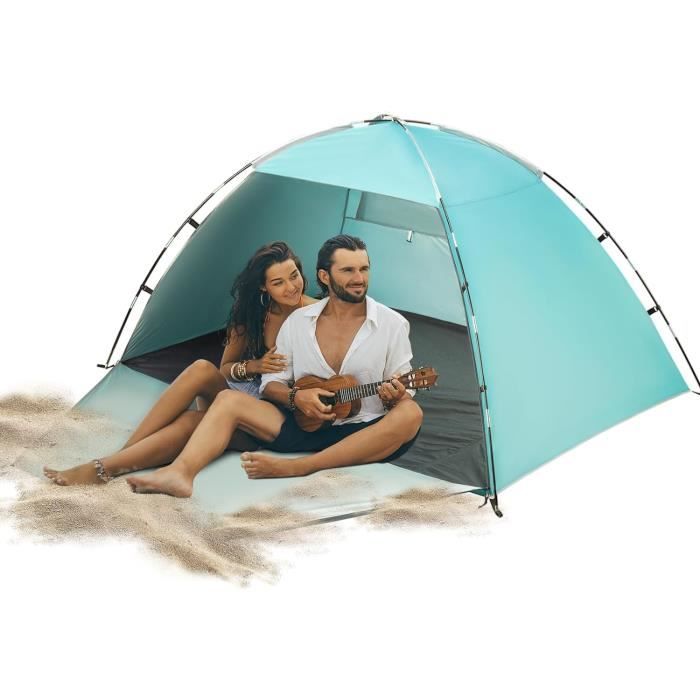Tente de plage portable 210×210 cm - Lycra anti-UV UPF50 verte
