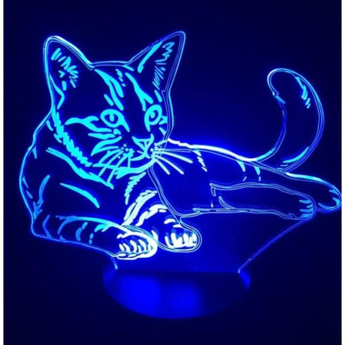 3D Illusion Nuit Lumière Chat Forme Touch Veilleuse 7 Couleurs Changeante  Led Lampe De Table Décor Cadeaux Maison Noël D BP468961 - Cdiscount Maison