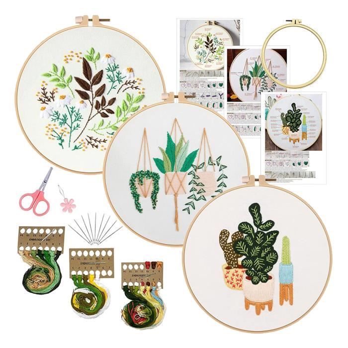 Chenflying Lot De 3 Kits De Broderie Pour Adultes Et Débutants, Kits De