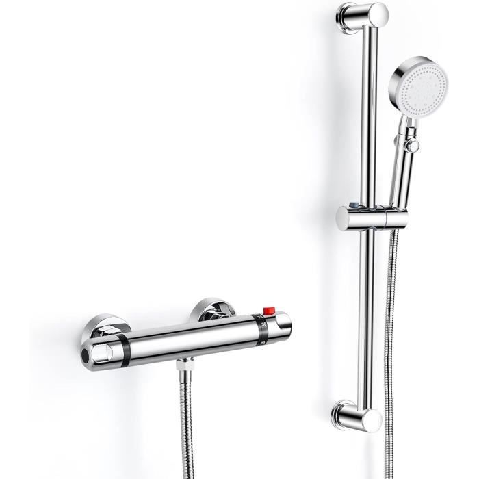 Mitigeur Douche Thermostatique, Murale Robinet Thermostatique De Douche Avec Bouton Securise A Anti Brulure Mitigeur Douche Entraxe 150mm 97362963