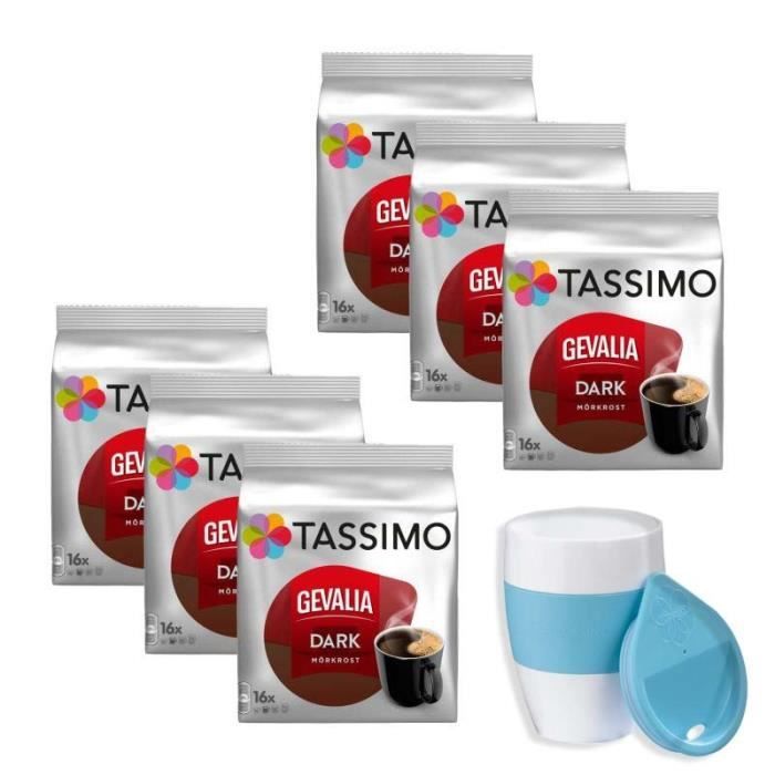 6 Tassimo Gevalia Dark Roasted + Mug TASSIMO Koziol Aroma To Go