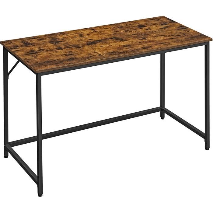 Bureau industriel VASAGLE - 120 x 60 x 75 cm - Pieds en métal - Marron rustique et noir