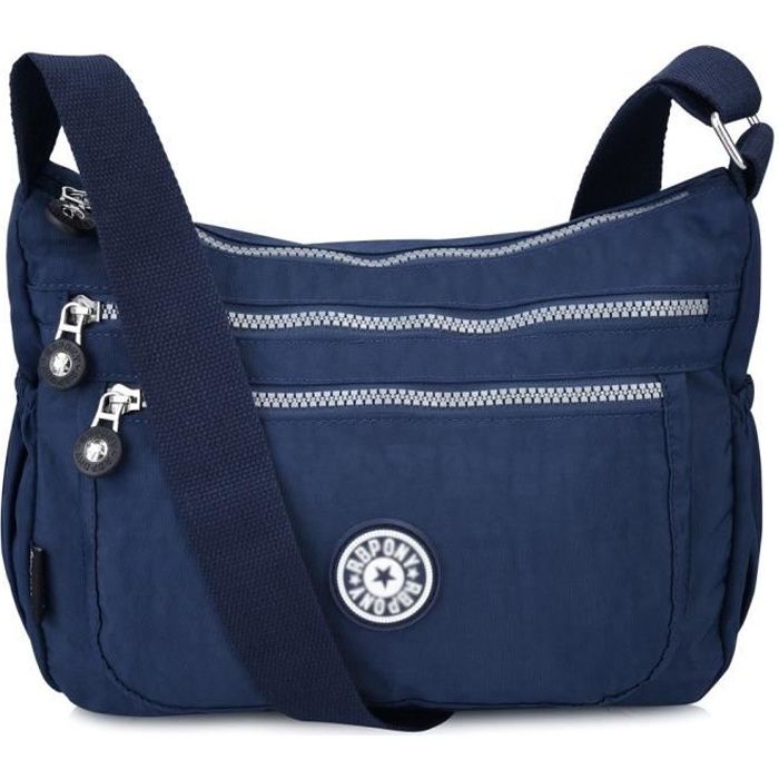 vbiger multifonctionnel sac bandoulière femme cusual sac à main en nylon pour voyage bleu