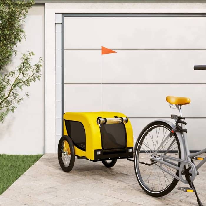 vidaXL Remorque de Vélo pour Animaux de Compagnie Chariot à Vélo pour Chien avec Roues Poussette de Chien Jaune et Noir 94008