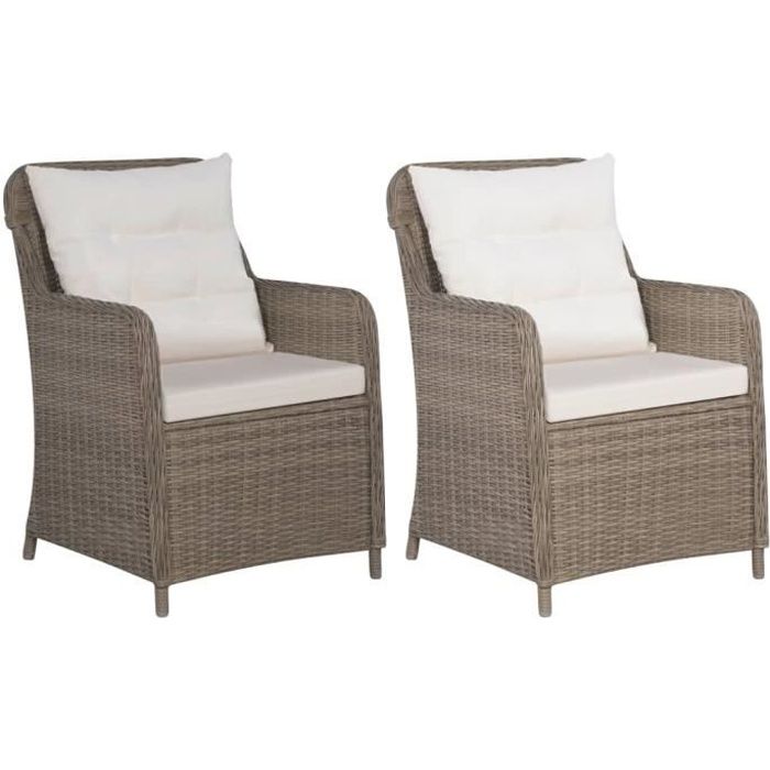 VIDA Chaises d'extérieur avec coussins Résine tressée - vue 3