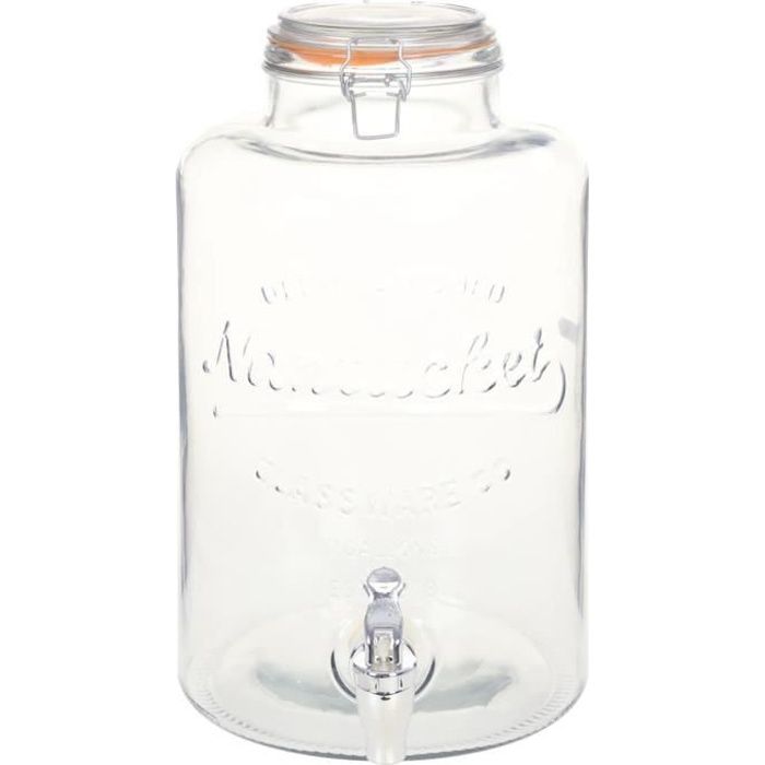 vidaXL Distributeur d'eau XXL avec robinet Transparent 8 L Verre