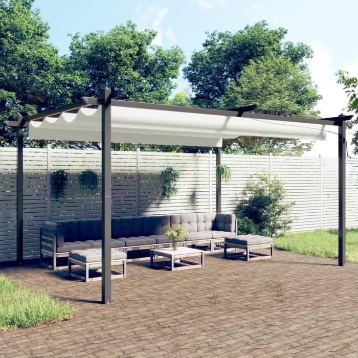 VidaXL Tonnelle de jardin avec toit rétractable 4x3 m Crème 318537