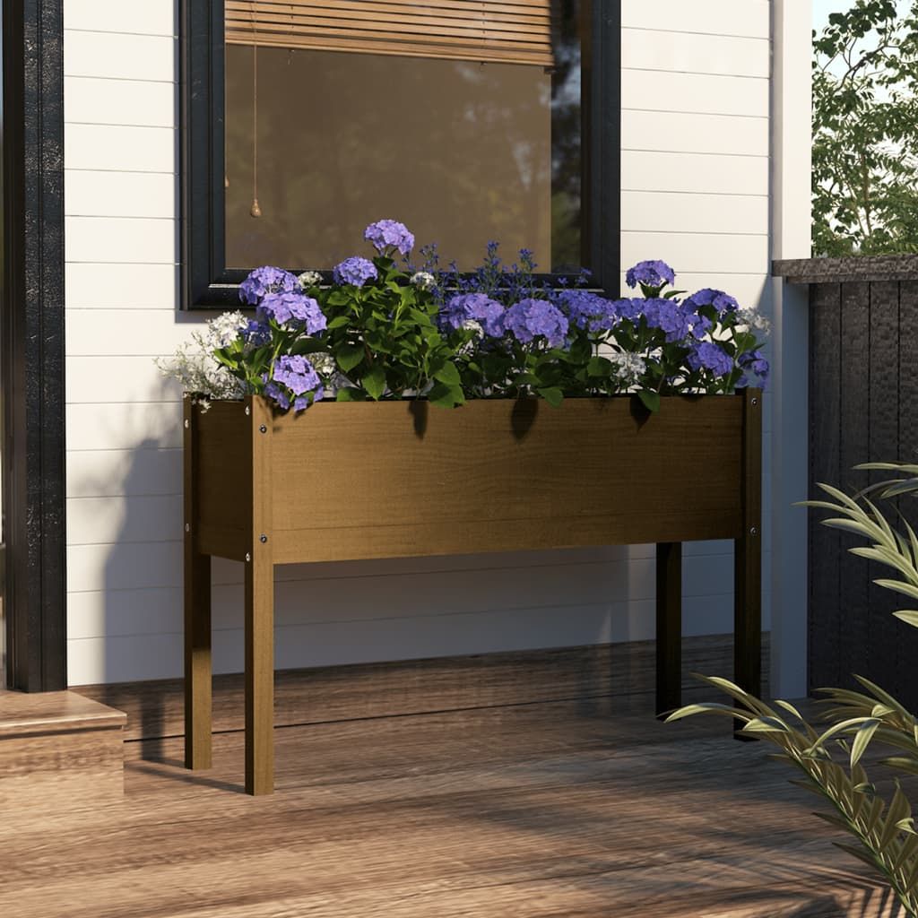 Jardinière Extérieur en Bois de Teck - Lit surélevé de Jardin - Marron