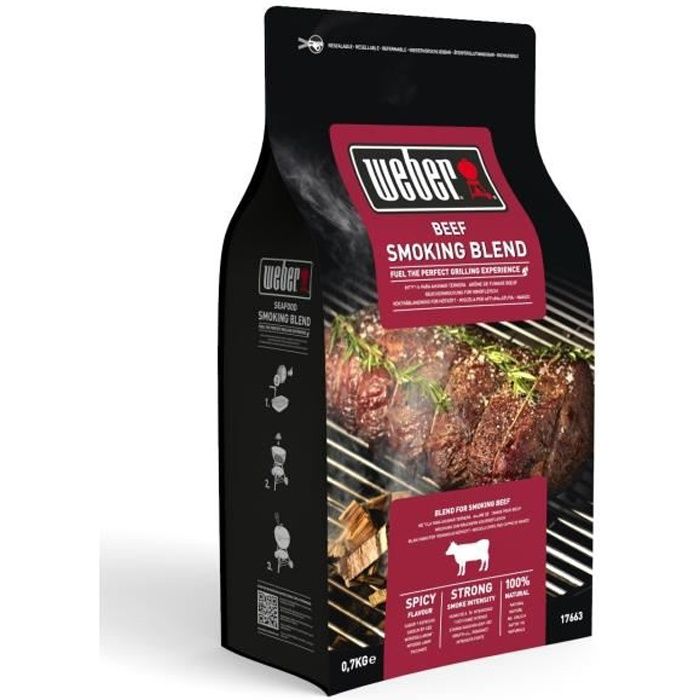 Boîte de bois de fumage - WEBER - Pour bœuf - Mélange de copeaux de bois pour aromatiser des pièces de bœuf