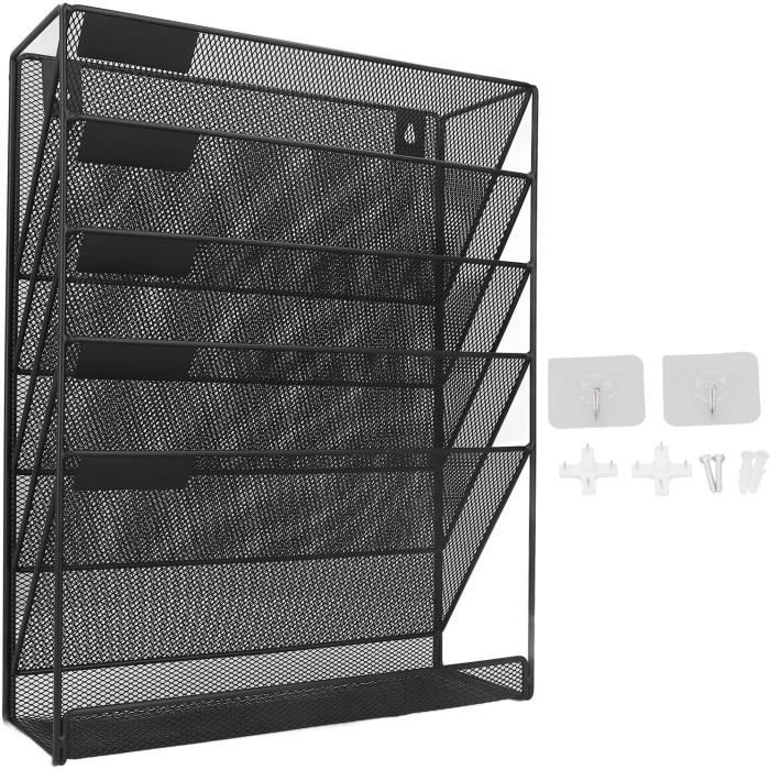 Organiseur Fichiers Suspendus Lettre Métal – 5 Dossiers Inclus, Rangement Bureau Maison École Sans Montage