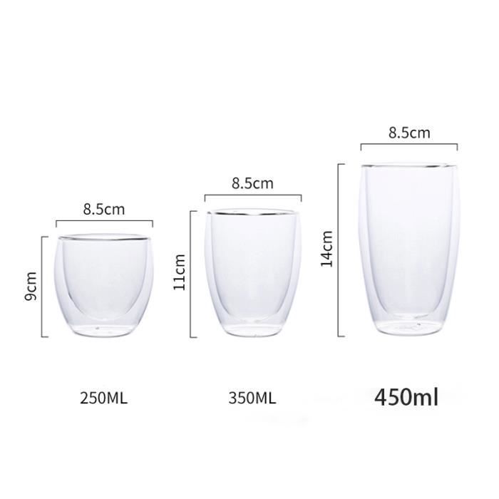 6 Tasses à Expresso HENGBIRD - Verre Borosilicate Double Paroi - 80ml - Effet Flottant - Isothermes