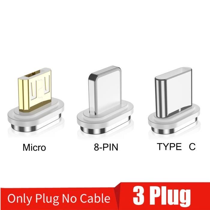Câble USB 3-en-1 Magnétique Charge Rapide 3A – Compatible IPhone, Android, Type-C, Micro-USB
