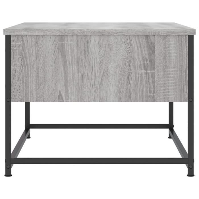 Table Basse Sonoma Gris - 100x100x30 Cm - Bois Composite Et Métal - Neuf