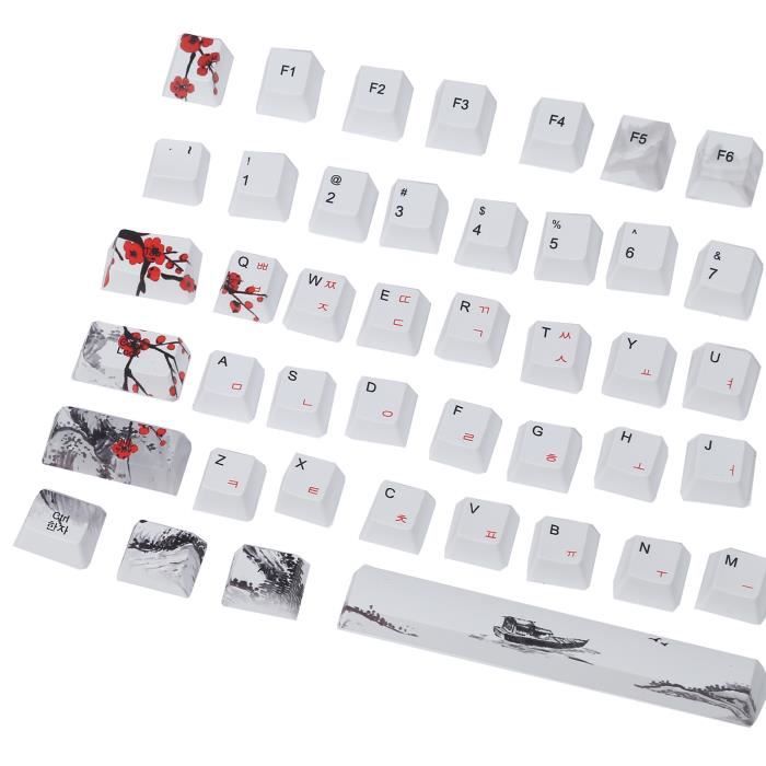 Keycaps PBT 73 Pièces - Pour Clavier Mécanique - Sublimation Couleur Motif - Installation Facile