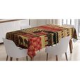 Abakuhaus africain Nappe de table, Style de Patchwork asiatique, Noir Rouge Vert, 140 x 200 cm-1
