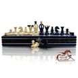 Lovely Blue KINGDOM Chess & Drafts 35cm - 13.8in Jeu d'échecs en bois européen populaire! Produit original de Master Of Chess-1