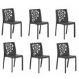 Lot de 6 chaises de jardin empilables en résine coloris anthracite - Longueur 48 x Profondeur 54 x Hauteur 81 cm-1